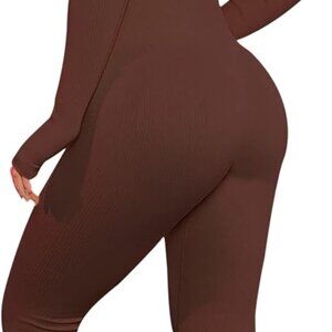 Elegant Women's Seamless 2-Piece Workout Set: Ribbed Crop Top & Leggings